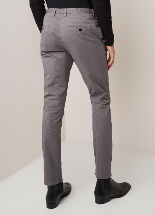Glen slim fit chino van katoen - achterkant 5 grijs