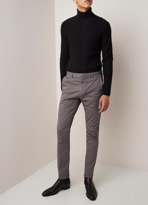 Glen slim fit chino van katoen - voorkant 2 grijs