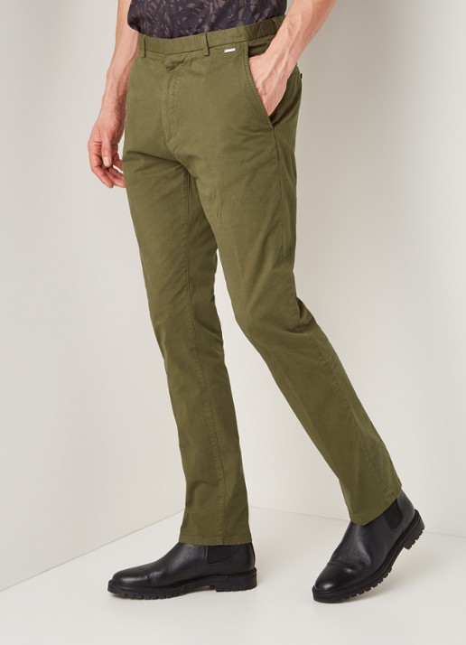Glen slim fit chino van katoen - detail 3 khaki