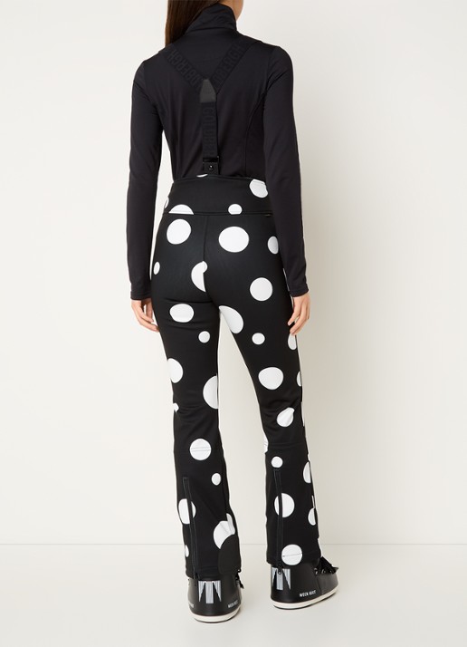 Goldbergh Ballon high waist flared fit skibroek met afneembare bretels - achterkant zwart