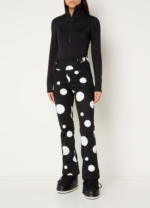 Goldbergh Ballon high waist flared fit skibroek met afneembare bretels - voorkant 6 zwart