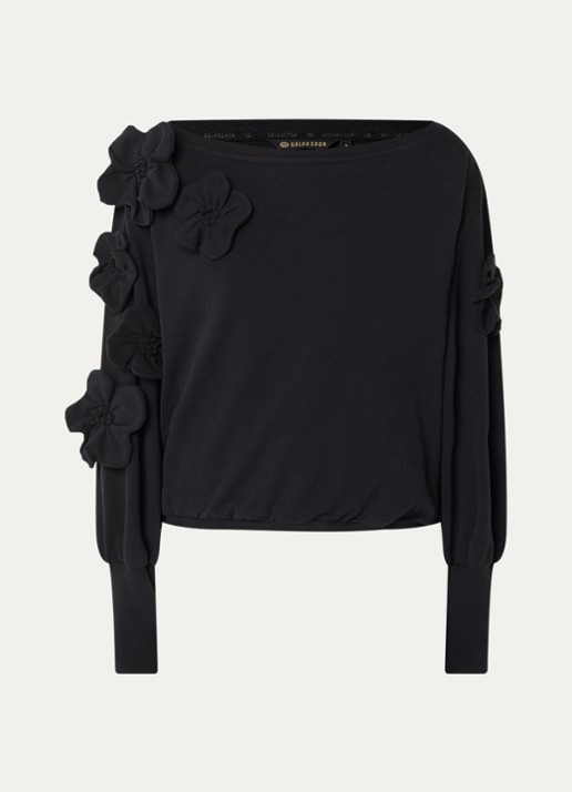 Goldbergh Fiorenzo sweater met applicatie - voorkant zwart