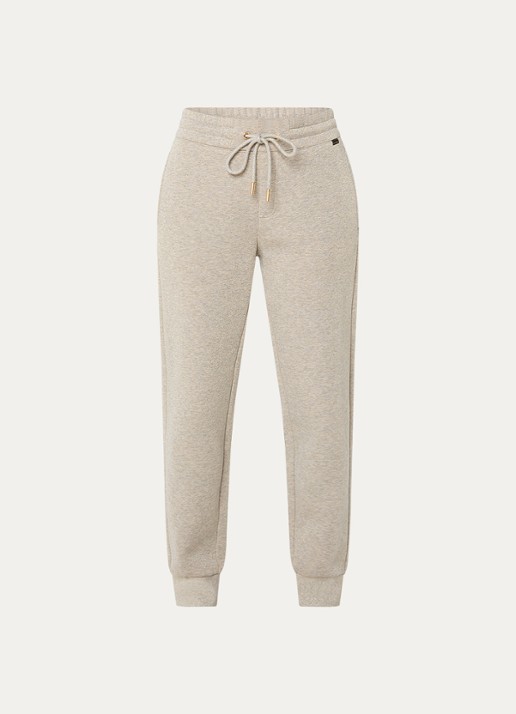 Goldbergh Glimpse high waist tapered fit joggingbroek met lurex - voorkant beige