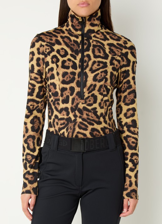 Goldbergh Leona skipully met panterprint - detail camel