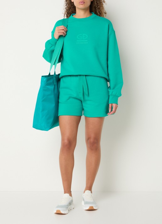 Goldbergh Nice high waist straight fit korte broek met steekzakken - voorkant 3 turquoise