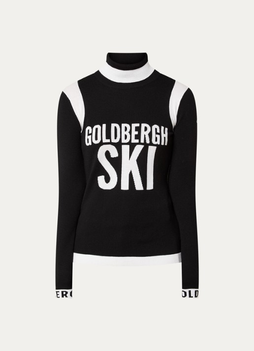 Goldbergh Noemi fijngebreide trui met print - voorkant 3 zwart