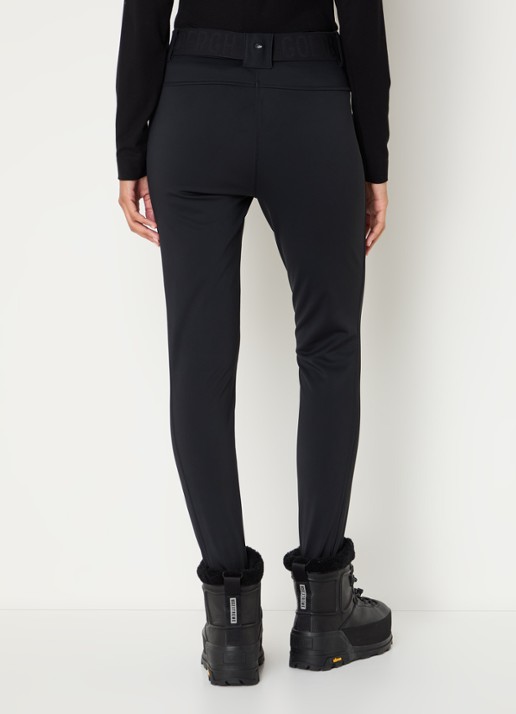Goldbergh Paris high waist slim fit skibroek met ceintuur - achterkant 9 zwart