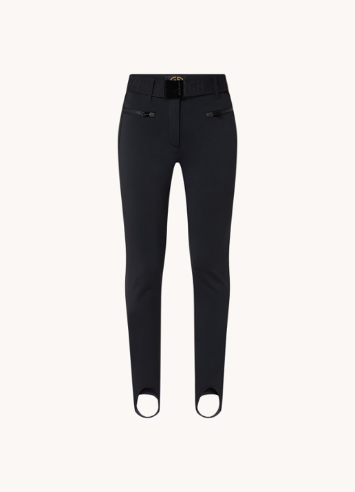 Goldbergh Paris high waist slim fit skibroek met ceintuur - voorkant zwart
