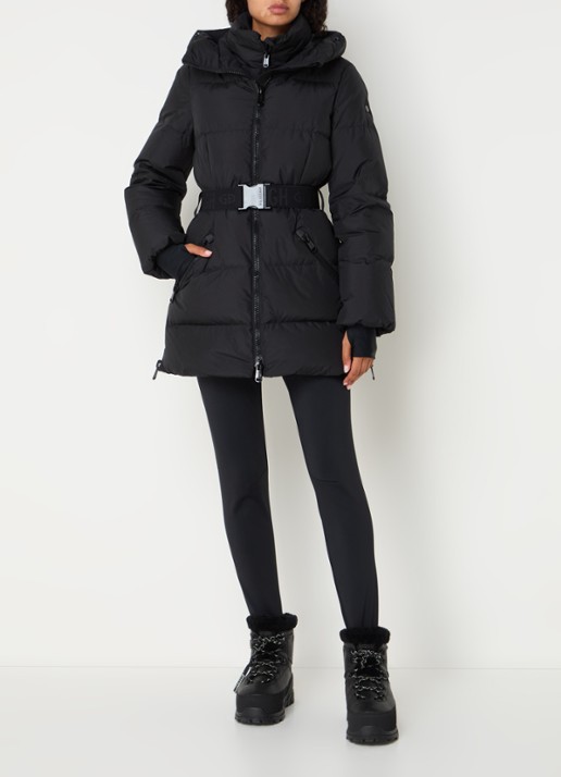 Goldbergh Paris high waist slim fit skibroek met ceintuur - voorkant 2 zwart