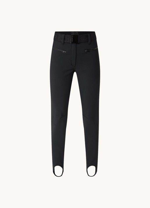 Goldbergh Paris high waist slim fit skibroek met ceintuur - voorkant 3 zwart