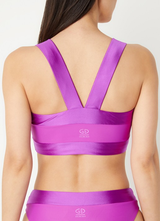 Goldbergh Plonge bandeau bikinitop met uitneembare vulling - achterkant violet