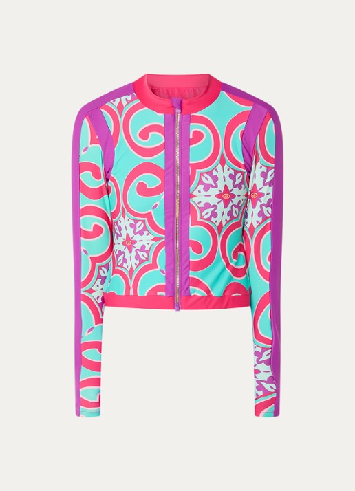 Goldbergh Rafaella sweatvest met print - voorkant turquoise