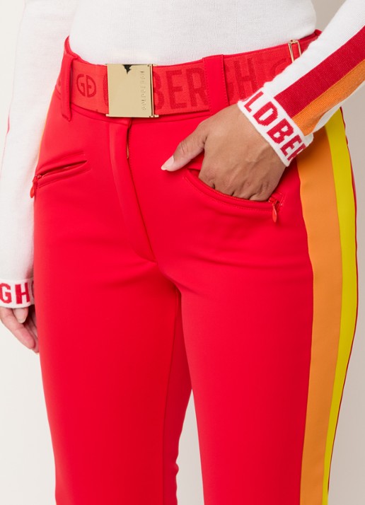 Goldbergh Roccia high waist flared fit skibroek met ceintuur - detail 4 rood