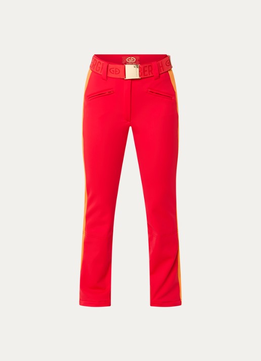 Goldbergh Roccia high waist flared fit skibroek met ceintuur - voorkant 6 rood