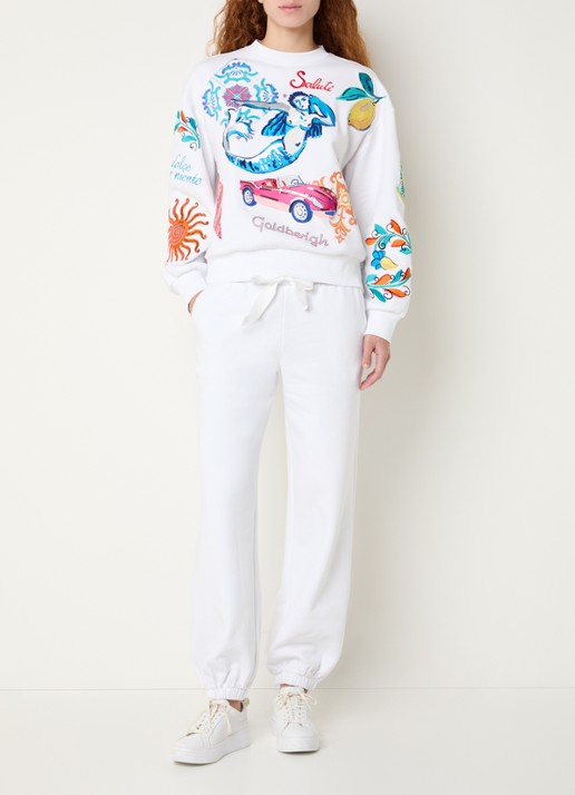 Goldbergh Sweater met front- en backprint - voorkant 2 wit