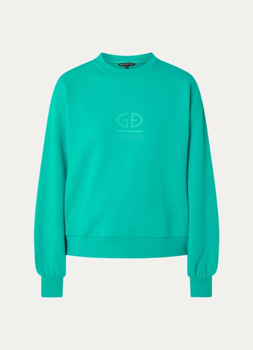 Goldbergh Sweater met logo - voorkant 2 turquoise