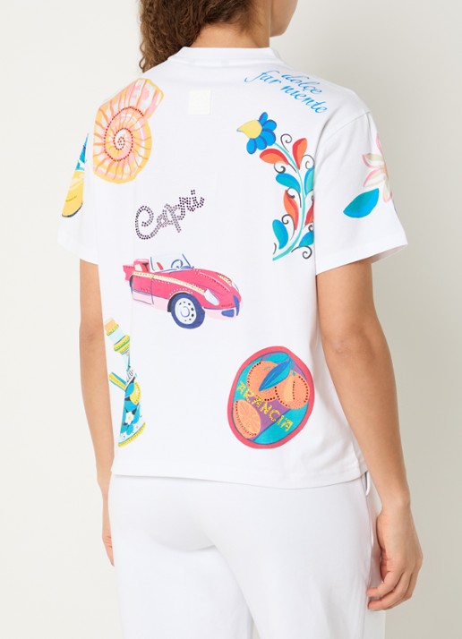 Goldbergh T-shirt met logo en print - achterkant wit