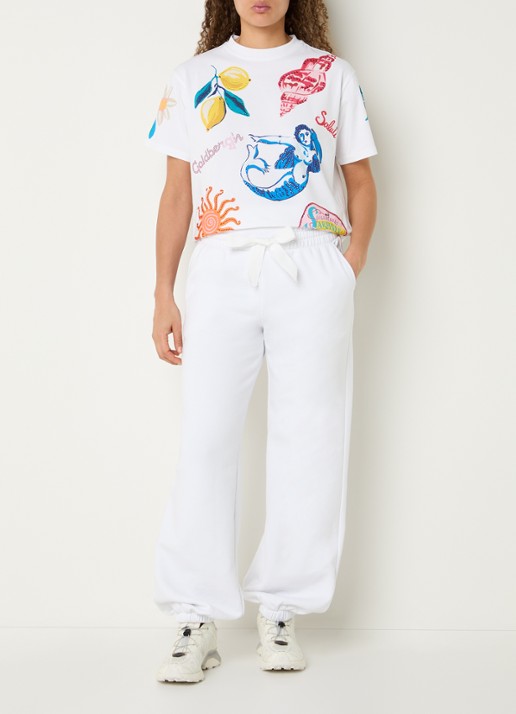 Goldbergh T-shirt met logo en print - voorkant 4 wit
