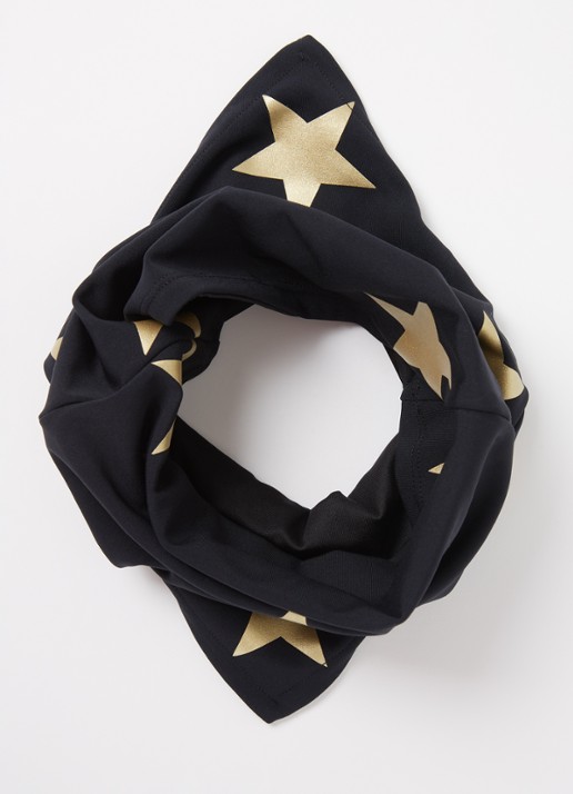 Goldbergh Twinkle colsjaal met sterrenprint - detail goud