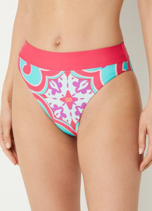 Goldbergh Veronica hipster bikinislip met print - voorkant 2 fuchsia