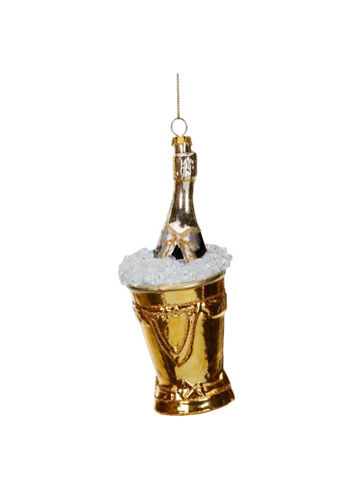 Goodwill Champagnefles in Koeler kersthanger 17 cm