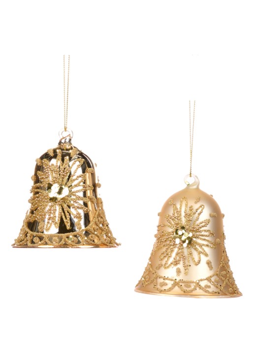 Goodwill Glazen sterbel met glitters kersthanger – assortiment van 2 9,5 cm