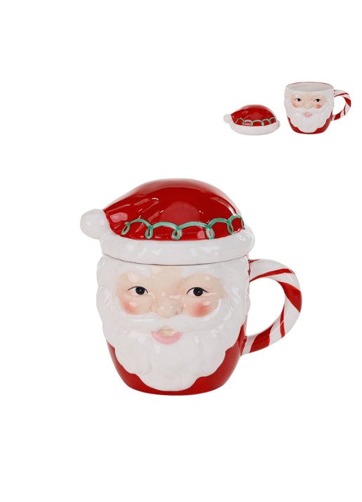 Goodwill Kerstman mok met deksel - voorkant rood