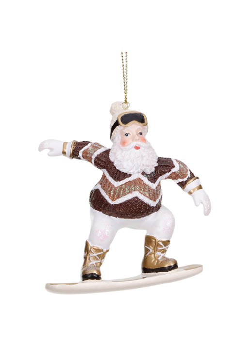 Goodwill Kerstman op Snowboard kersthanger 10 cm