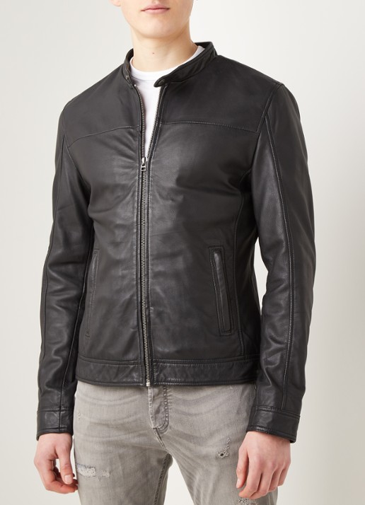 Goosecraft Bikerjack van schapenleer met ritszakken - detail 4 zwart