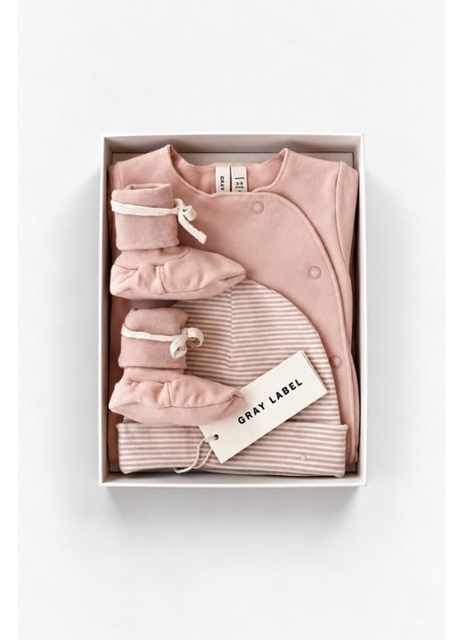 Gray Label Babyschoentje met babypak en muts in giftset