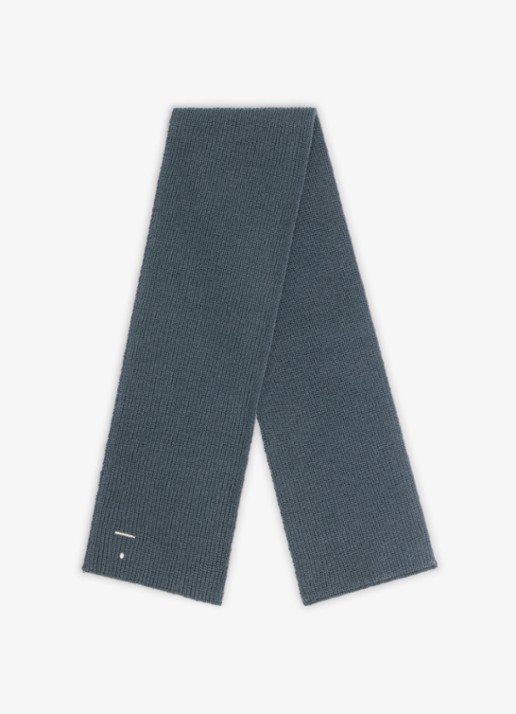 Gray Label Fijngebreide sjaal van merino wol - voorkant 2 blauwgrijs