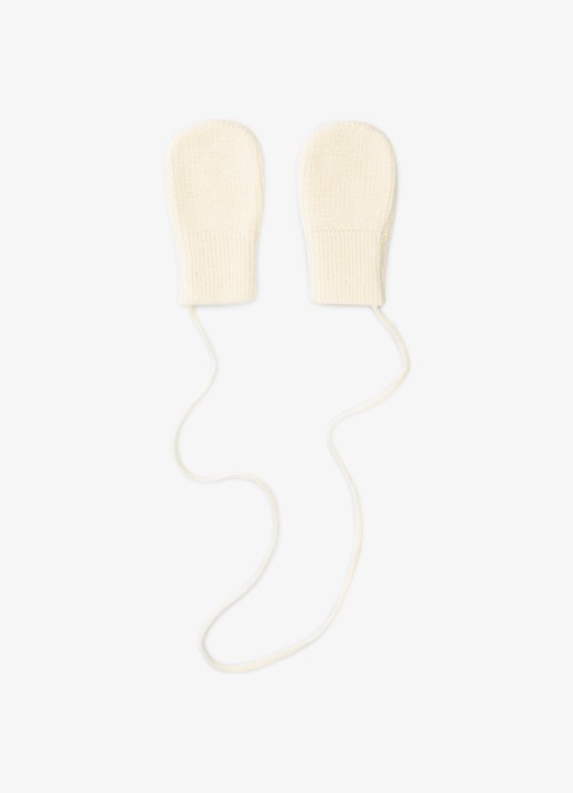Gray Label Fijngebreide wanten van merino wol - voorkant 2 gebroken wit