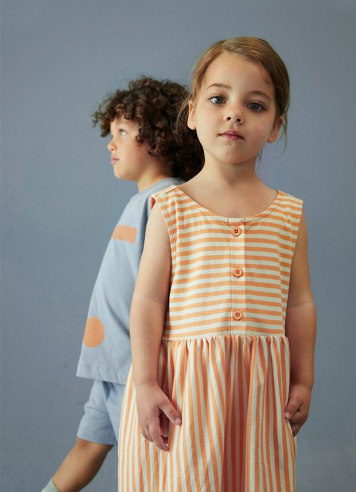 Gray Label Jurk met streepprint - voorkant 2 orange
