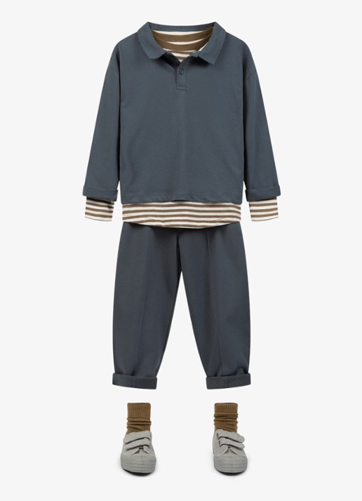 Gray Label Longsleeve met ronde hals - detail bruin