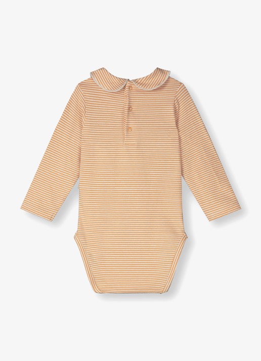 Gray Label Romper in katoenblend met streepprint - achterkant 2 bruin