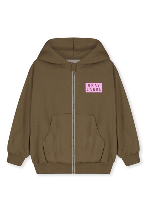 Gray Label Vest met capuchon en logo - voorkant 2 bruin