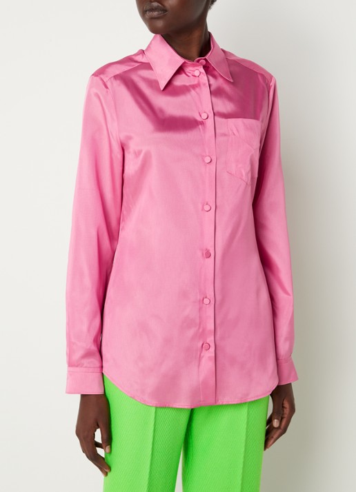 Gucci Blouse met borstzak en glanzende finish - detail 2 roze