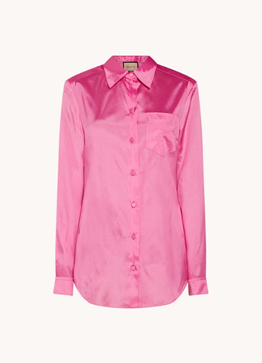 Gucci Blouse met borstzak en glanzende finish - voorkant 3 roze