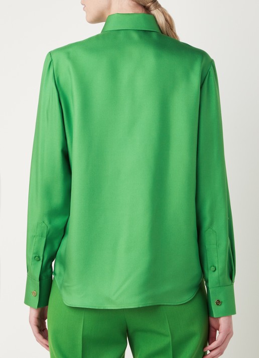 Gucci Blouse van zijde met borstzak - achterkant 3 groen
