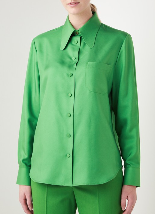 Gucci Blouse van zijde met borstzak - detail 4 groen