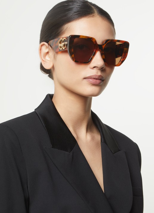 Gucci Butterfly zonnebril GG0956S - voorkant 5 donkerbruin