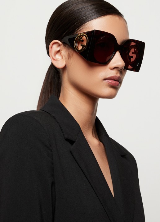 Gucci Butterfly zonnebril GG1254S - voorkant 2 donkerbruin