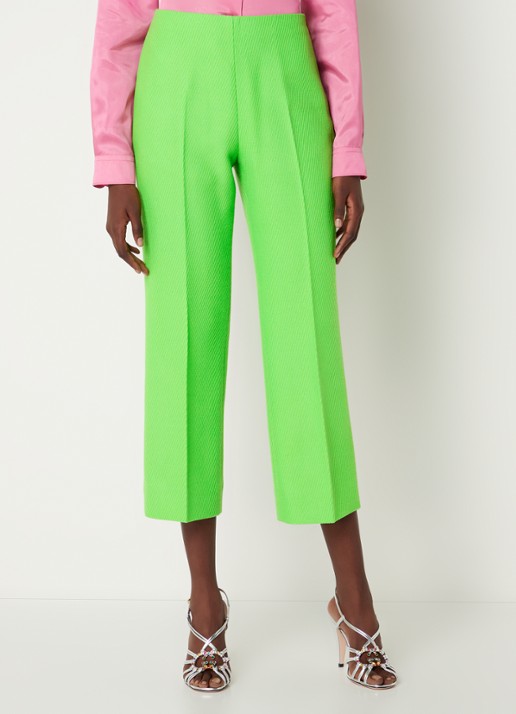 Gucci High waist straight fit cropped pantalon in wolblend - detail neongroen