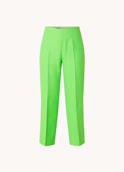 Gucci High waist straight fit cropped pantalon in wolblend - voorkant 3 neongroen
