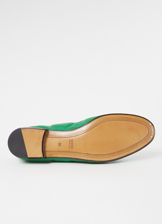 Gucci Jordaan loafer van leer met logo - detail 7 flessengroen