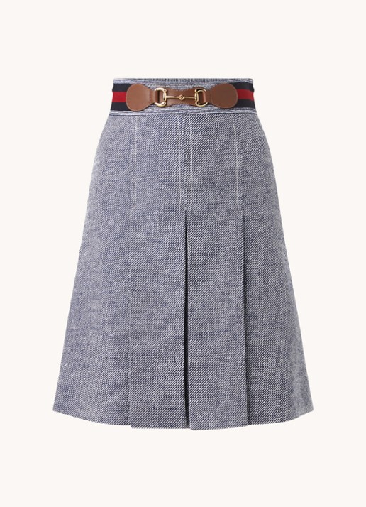 Gucci Mini plooirok van bouclé met gesp - voorkant 2 blauw