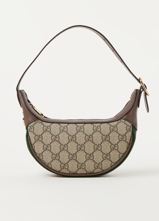 Gucci Ophidia Mini baguette bag van leer en canvas - voorkant 2 beige