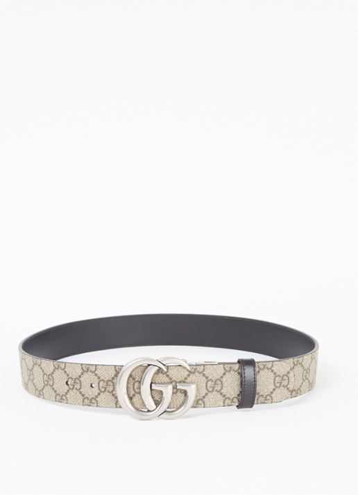 Gucci Supreme riem van leer met logoprint  - voorkant bruin