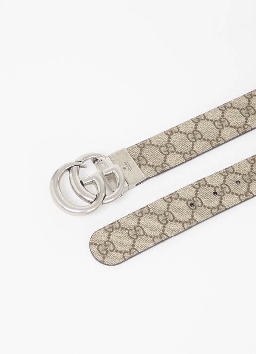 Gucci Supreme riem van leer met logoprint  - voorkant 2 bruin