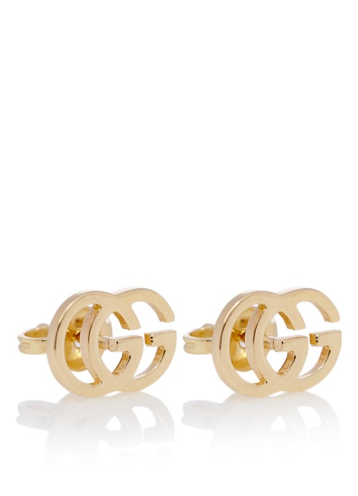 Gucci Tissue GG oorknopjes van 18k goud - voorkant goud
